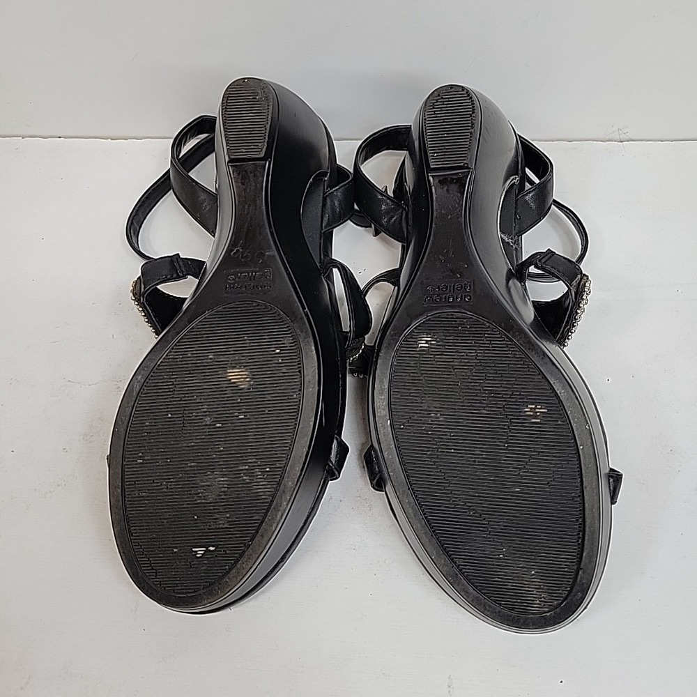 Andrew Geller Anderson Rhinestone Women's Wedge Sandal Size 7 M Preppy Strappy‎ - Picture 5 of 6